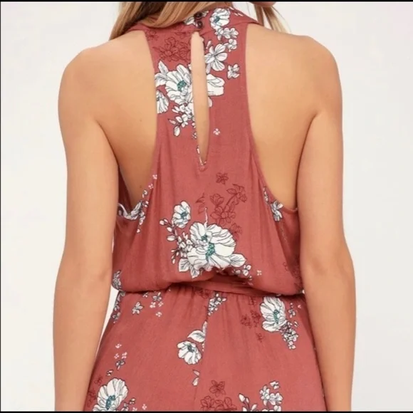 Lulus Renee Rusty Rose Floral Print Halter Romper - Picture 5 of 10